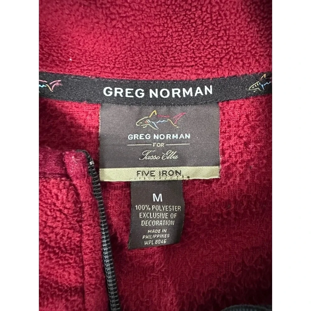 Greg Norman Fleece Jacket Red Five Iron‎ Full Zip Tasso Elba Mens Size M